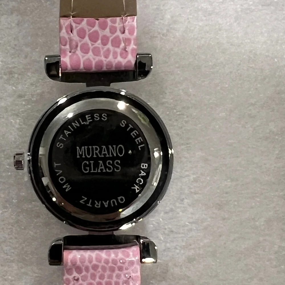Uno Alla Volta Women’s Murano Glass Millefiori Watch with Rose Pink Leather NWOT